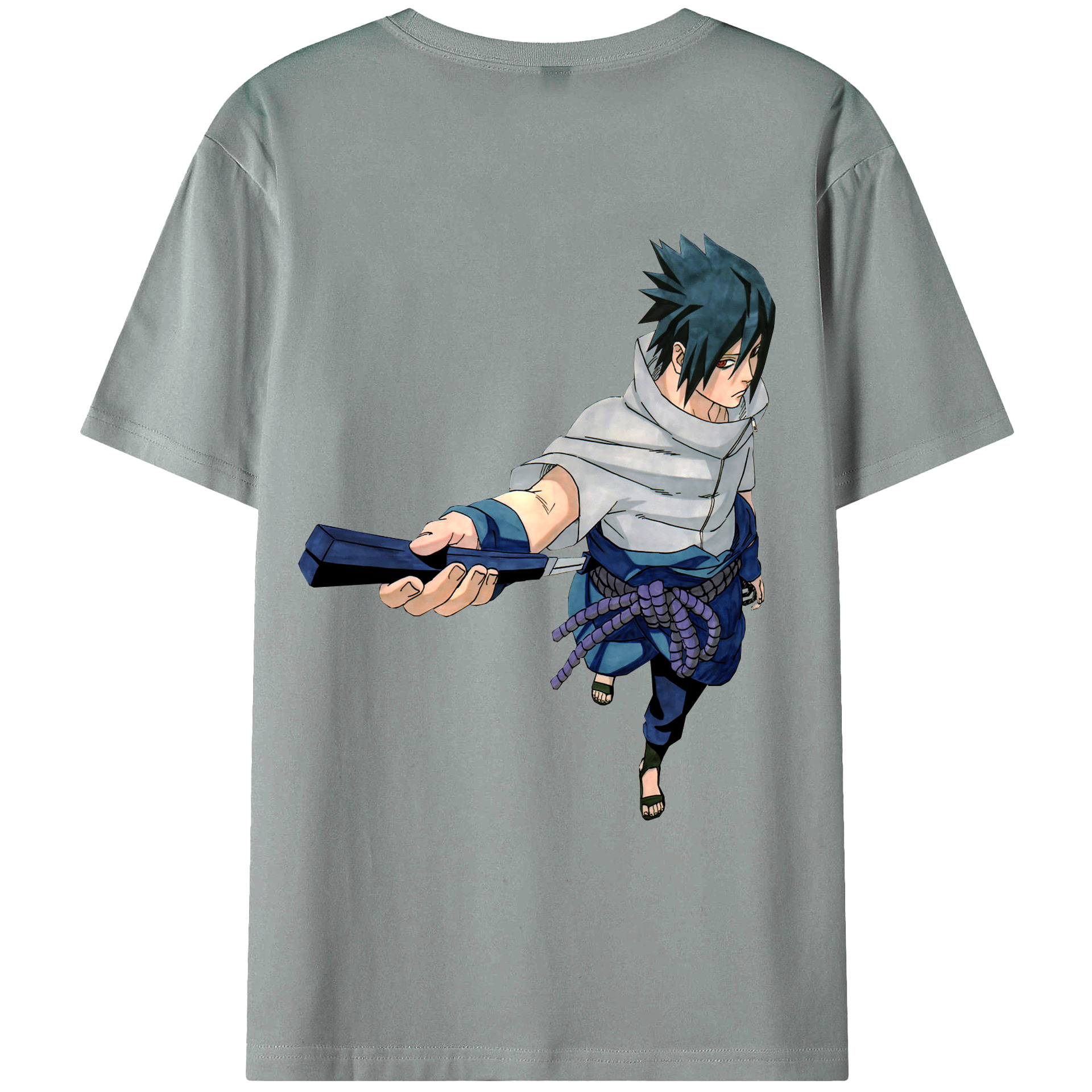 （画像用） NARUTO -ナルト- うちは サスケ Uchiha Sasuke 綿100％ メンズ半袖Tシャツ（バックプリント） 通気性